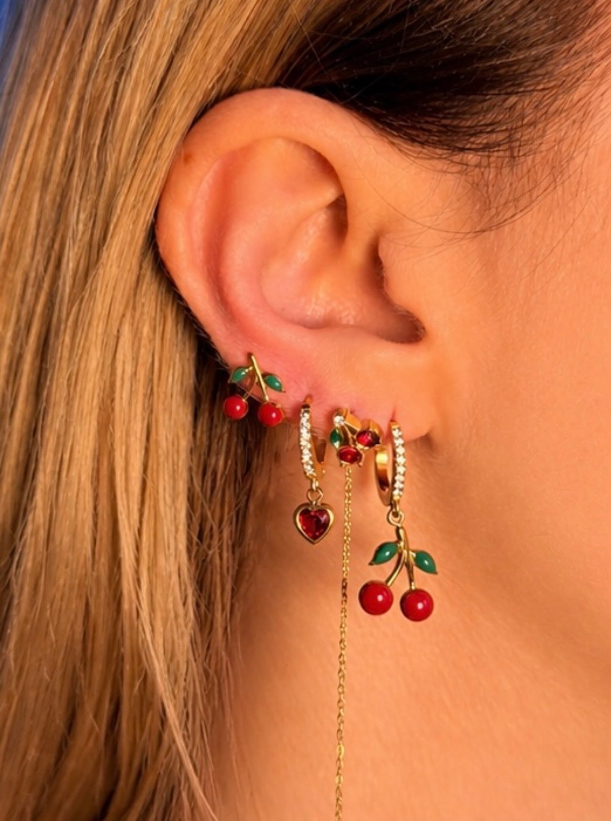 SET ORECCHINI CRYSTAL CHERRY